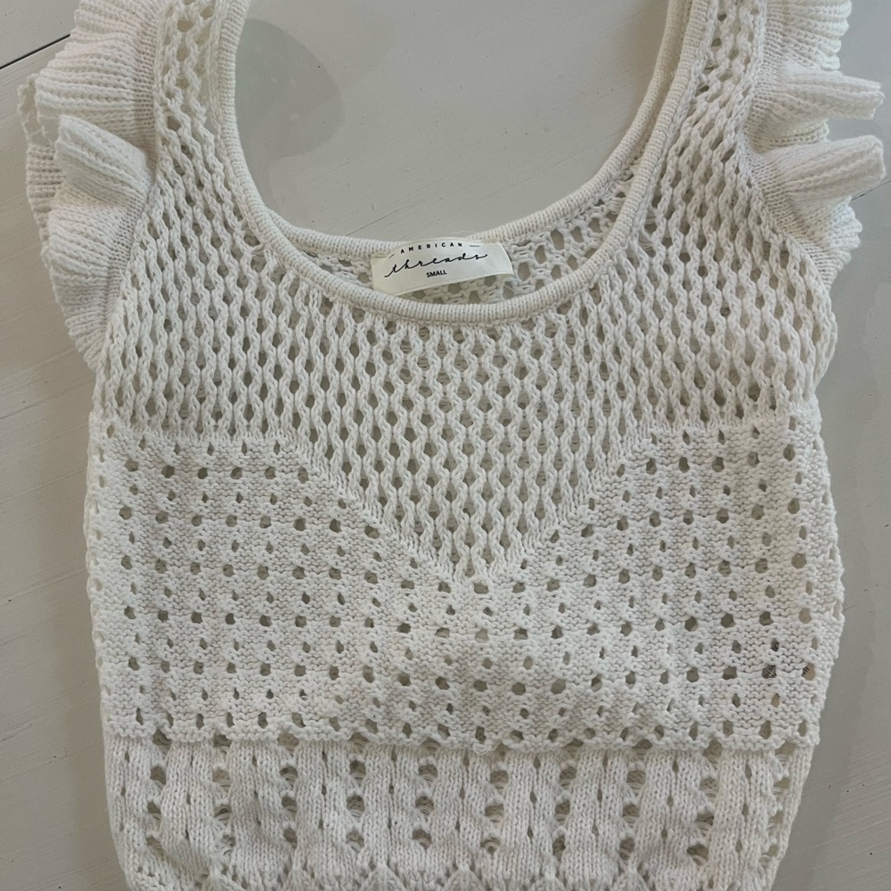 American Threads White Knit Tank Top